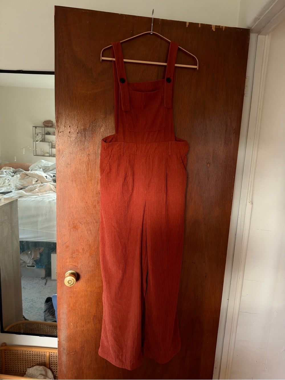 Cider Rust Corduroy Wide-Leg Jumpsuit